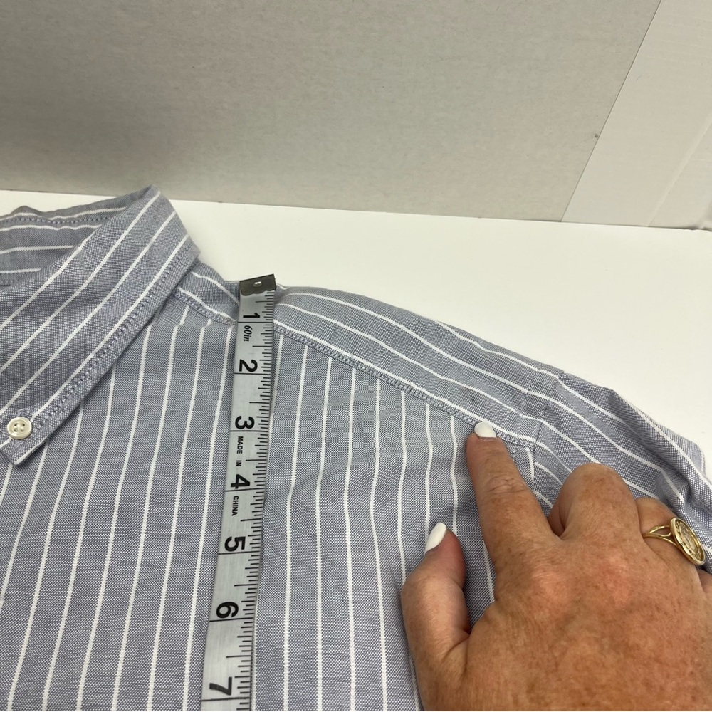 Charles Tyrwhitt Grey Gray‎ White Striped  Button Front Shirt Classic XL *FLAWED - Picture 10 of 15